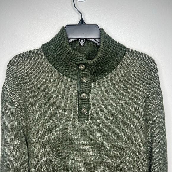GAP Men's Sweater Green Medium Mock Neck Button Holiday Christmas Causal Office - Picture 2 of 8